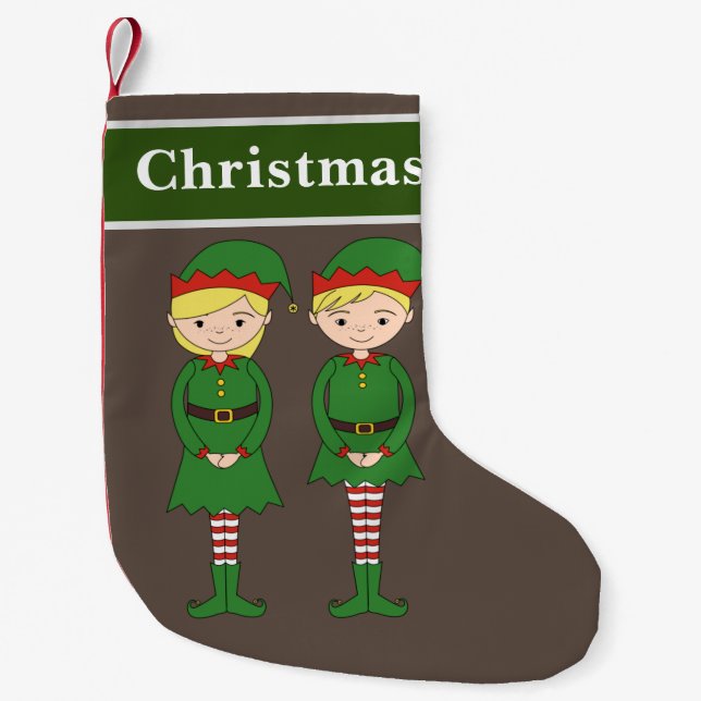 Calcetín Navideño Pequeño Duendes de Navidad (Anverso)