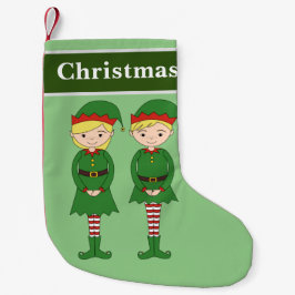 Calcetín Navideño Pequeño Duendes de Navidad Verde