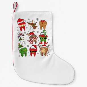 Calcetín Navideño Pequeño Dulces Personajes Dentales de Navidad, Divertida F