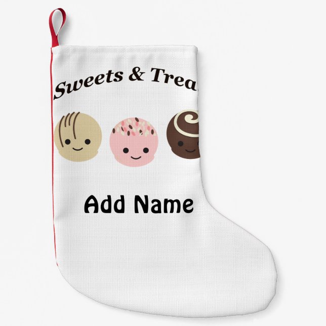 Calcetín Navideño Pequeño ¡Dulces y Tratamientos! Chocolates (Anverso)
