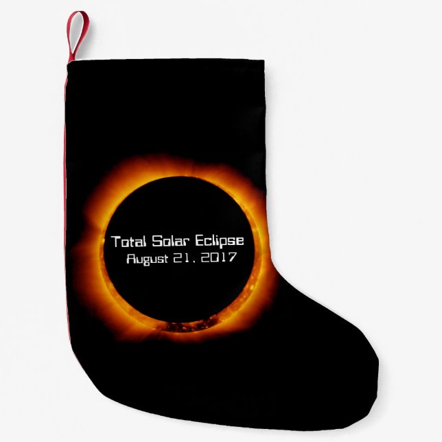 Calcetín Navideño Pequeño Eclipse solar total de 2017 (Anverso)