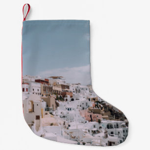 CALCETÍN NAVIDEÑO PEQUEÑO EDIFICIO BLANCO Y MARRÓN