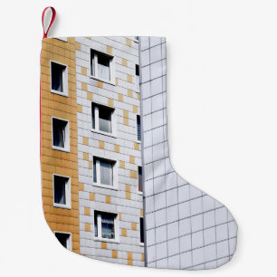 Calcetín Navideño Pequeño Edificio blanco y naranja