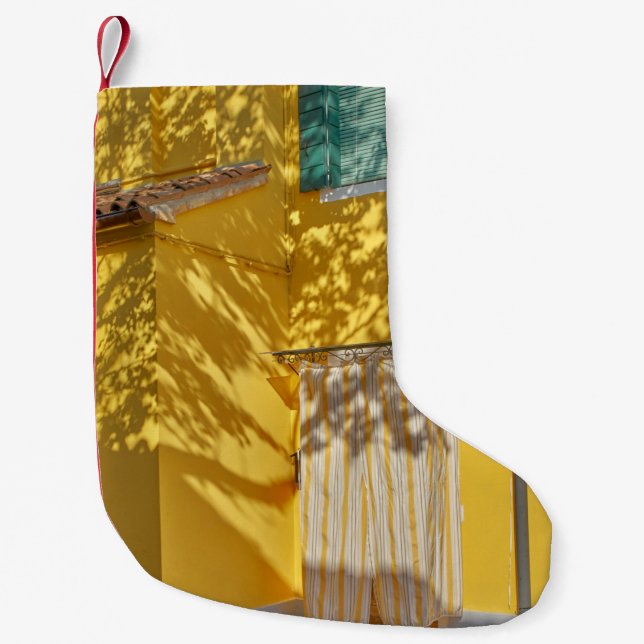 Calcetín Navideño Pequeño Edificio de hormigón amarillo (Anverso)