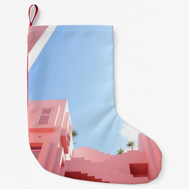 Calcetín Navideño Pequeño Edificio de hormigón blanco (Anverso)