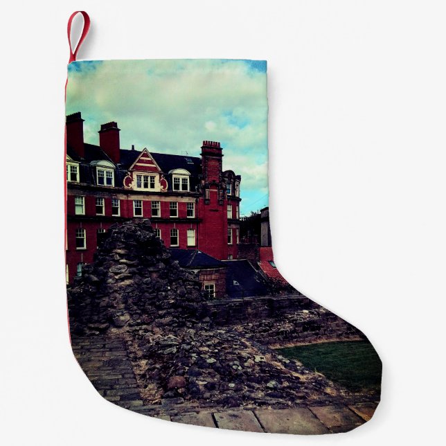 Calcetín Navideño Pequeño Edificios de Newcastle (Anverso)
