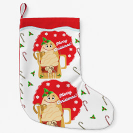 Calcetín Navideño Pequeño Eggnog Stocking - single side print back red