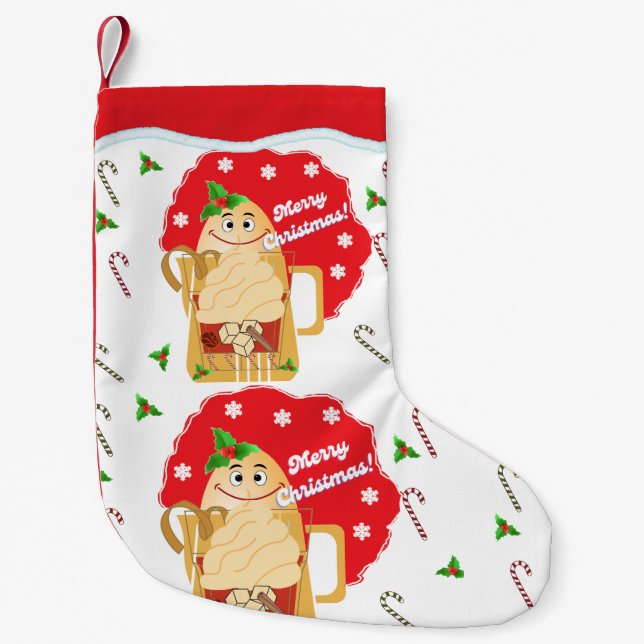 Calcetín Navideño Pequeño Eggnog Stocking - single side print back red (Anverso)