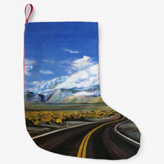 Calcetín Navideño Pequeño el camino a las montañas de aceite paintingasphalt