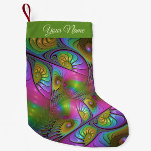 Calcetín Navideño Pequeño El colorido y luminoso resumen de nombre fractal