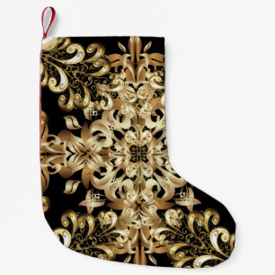 Calcetín Navideño Pequeño El copo de nieve dorado es un simple patrón sin co