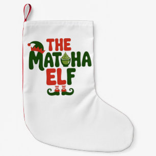 Calcetín Navideño Pequeño El Duende de Matcha Divertido Bebida de Navidad de