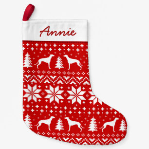 Calcetín Navideño Pequeño El galgo siluetea lindo rojo y blanco del modelo