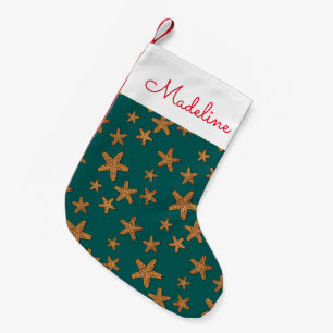 Calcetín Navideño Pequeño El modelo anaranjado el de las estrellas de mar