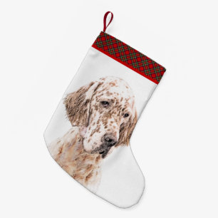 Calcetín Navideño Pequeño El Naranja inglés Belton pintando arte de perro