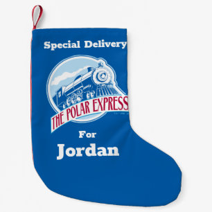 Calcetín Navideño Pequeño El Polar Express   Tarjeta de tren