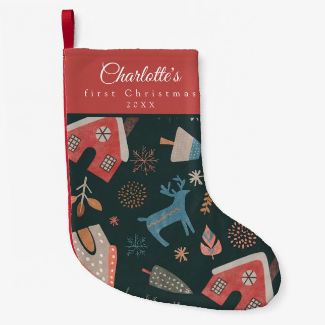 Calcetín Navideño Pequeño ¡El primer abasto de Navidad del bebé! (Anverso)