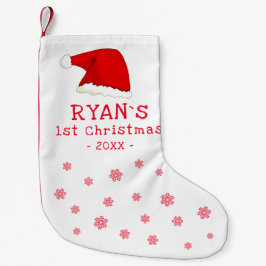Calcetín Navideño Pequeño El primer copo de nieve Red Santa Hat de Navidad p