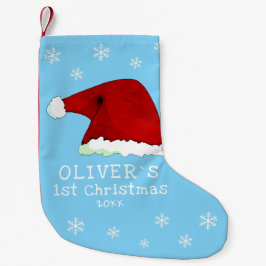 Calcetín Navideño Pequeño El primer Santa Hat de Navidad para bebé azul de n