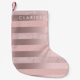 Calcetín Navideño Pequeño El purpurina color de rosa elegante del oro y se