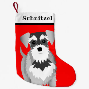 Calcetín Navideño Pequeño El rojo brillante de Schnauzer Puppe