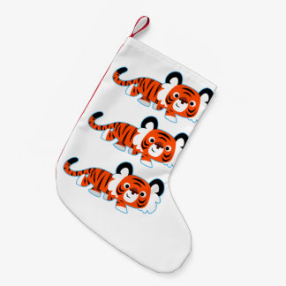 Calcetín Navideño Pequeño El tigre Personalizado lindo en el arroyo