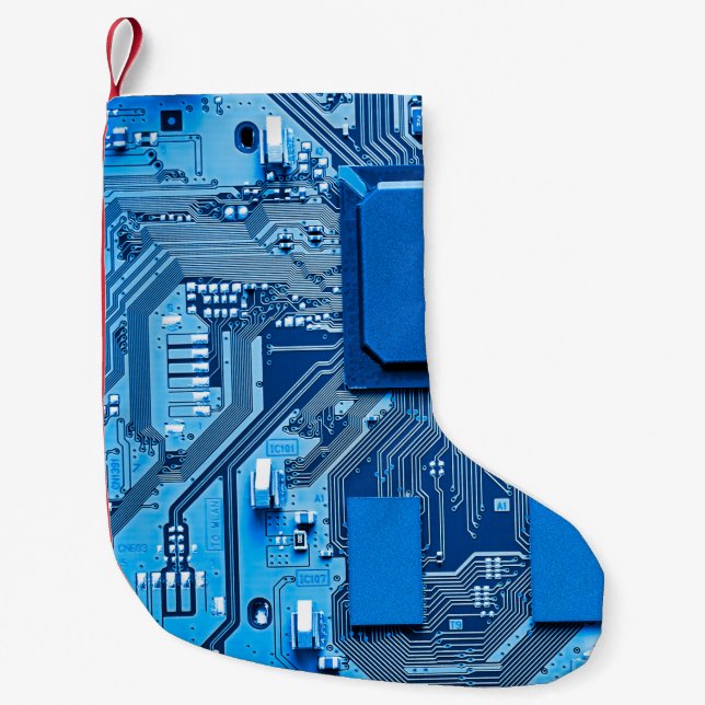 Calcetín Navideño Pequeño Electronic circuit board close up. circuit,board,s (Anverso)