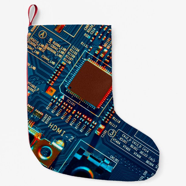 Calcetín Navideño Pequeño Electronic circuit board close up. electronic,micr (Anverso)