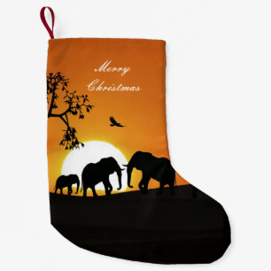 Calcetín Navideño Pequeño Elefantes al atardecer
