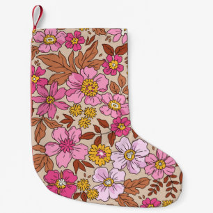 Calcetín Navideño Pequeño Elegante estampado floral en pequeñas manos dibuja