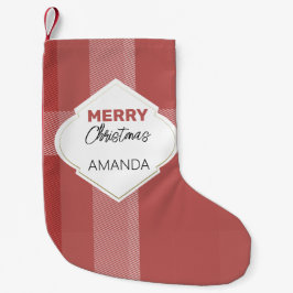 Calcetín Navideño Pequeño Elegante Feliz Navidad Tartan Burgundy