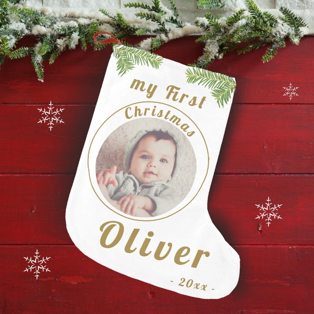 Calcetín Navideño Pequeño Elegante foto navideña del bebé festivo (Subido por el creador)