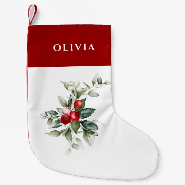 Calcetín Navideño Pequeño Elegante Holly (Anverso)