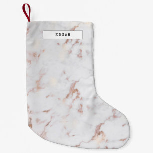 Calcetín Navideño Pequeño Elegante mármol blanco y rosa
