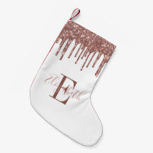 Elegante Monograma Rosa Dorado Brillos Goteo