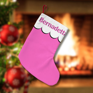 Calcetín Navideño Pequeño Elegante nombre 3D blanco neón personalizado