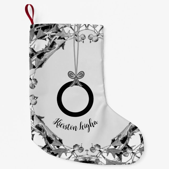 Calcetín Navideño Pequeño Elegante Script Photo Gifts Ornamentos de Navidad (Anverso)