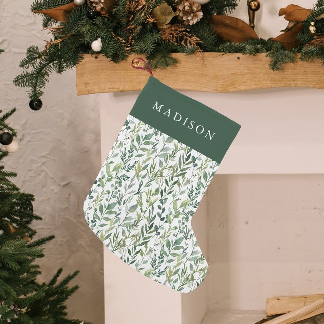 Calcetín Navideño Pequeño Elegante vegetación de invierno personalizada (Subido por el creador)
