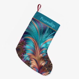 Calcetín Navideño Pequeño Elegantes Feathers Gold Lilac Navidades de vacacio