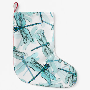 Calcetín Navideño Pequeño Elegantes libélulas: Maravilla de color de agua