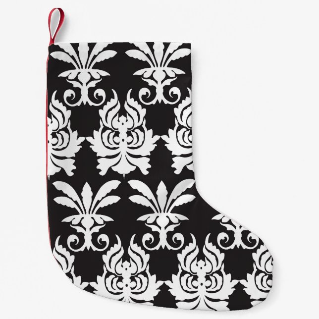 Calcetín Navideño Pequeño Elegantes motivos de fans en el Art Deco Dorado. (Anverso)