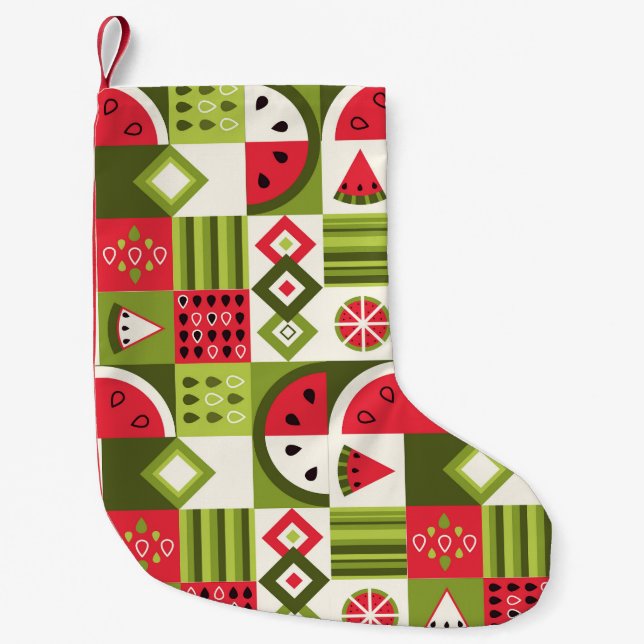 Calcetín Navideño Pequeño Elementos decorativos de la sandía Impresión de ar (Anverso)