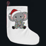 Calcetín Navideño Pequeño Elephant Christmas Snow Winter Animals Elephants<br><div class="desc">The elephant at Christmas with fairy lights. Funny animals with gifts and snow for the holidays. Also funny for Christmas in July. Elephants are cute animals and perfect for Christmas.</div>