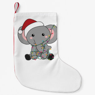 Calcetín Navideño Pequeño Elephant Christmas Snow Winter Animals Elephants