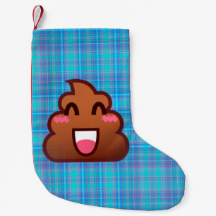 Calcetín Navideño Pequeño emoji de plaid poop navidades de navidad