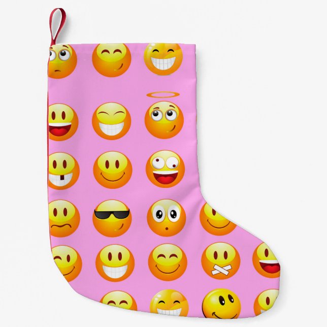Calcetín Navideño Pequeño emoji rosa pastel navidades de navidad (Anverso)