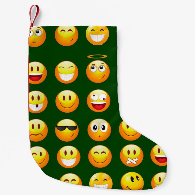 Calcetín Navideño Pequeño emoji verde oscuro navidades de navidad (Anverso)