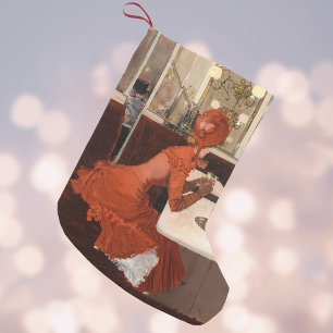 Calcetín Navideño Pequeño En el café, la escena de París vintage de Fernan
