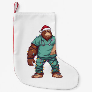 Calcetín Navideño Pequeño Enfermera de Bigfoot Sasquatch Navidad Atención Mé