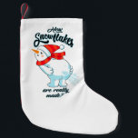 Calcetín Navideño Pequeño Engañando a Snowman cómo se hacen realmente las co<br><div class="desc">Este divertido diseño de muñeco de nieve hará cosquillas en tu hueso divertido y calentará tu corazón con una visión única de la ciencia detrás de la formación de copos de nieve. Llevando a algunas revelaciones eólicas sobre copos de nieve</div>